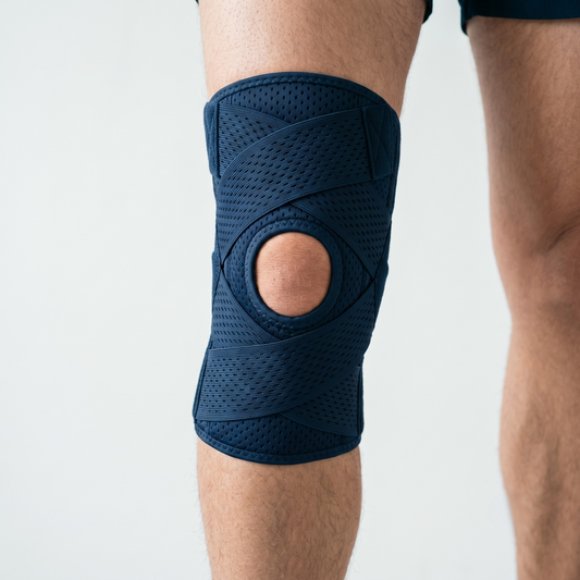 Patella açık dizlik diz üzerinde giyilmiş görünüm